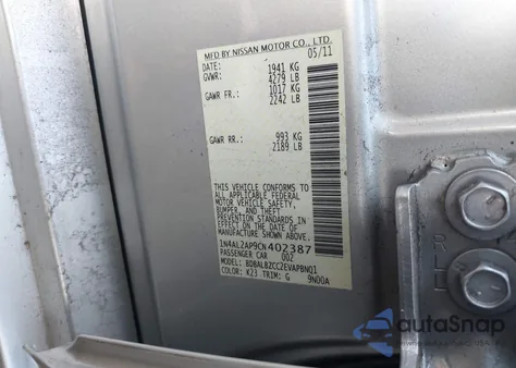 2012 Nissan Altima 2.5 S from USA, damaged, VIN 1N4AL2AP9CN402387